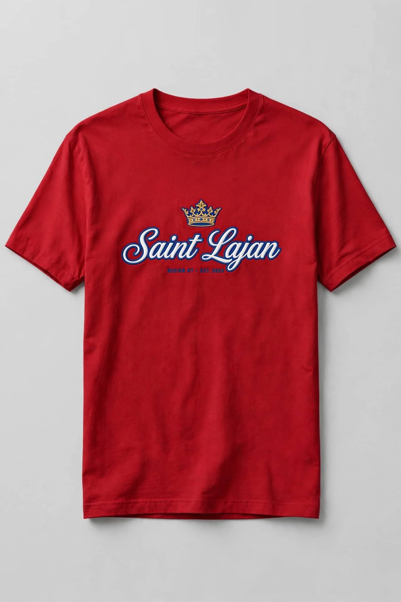 Crest Tee — Red on White
