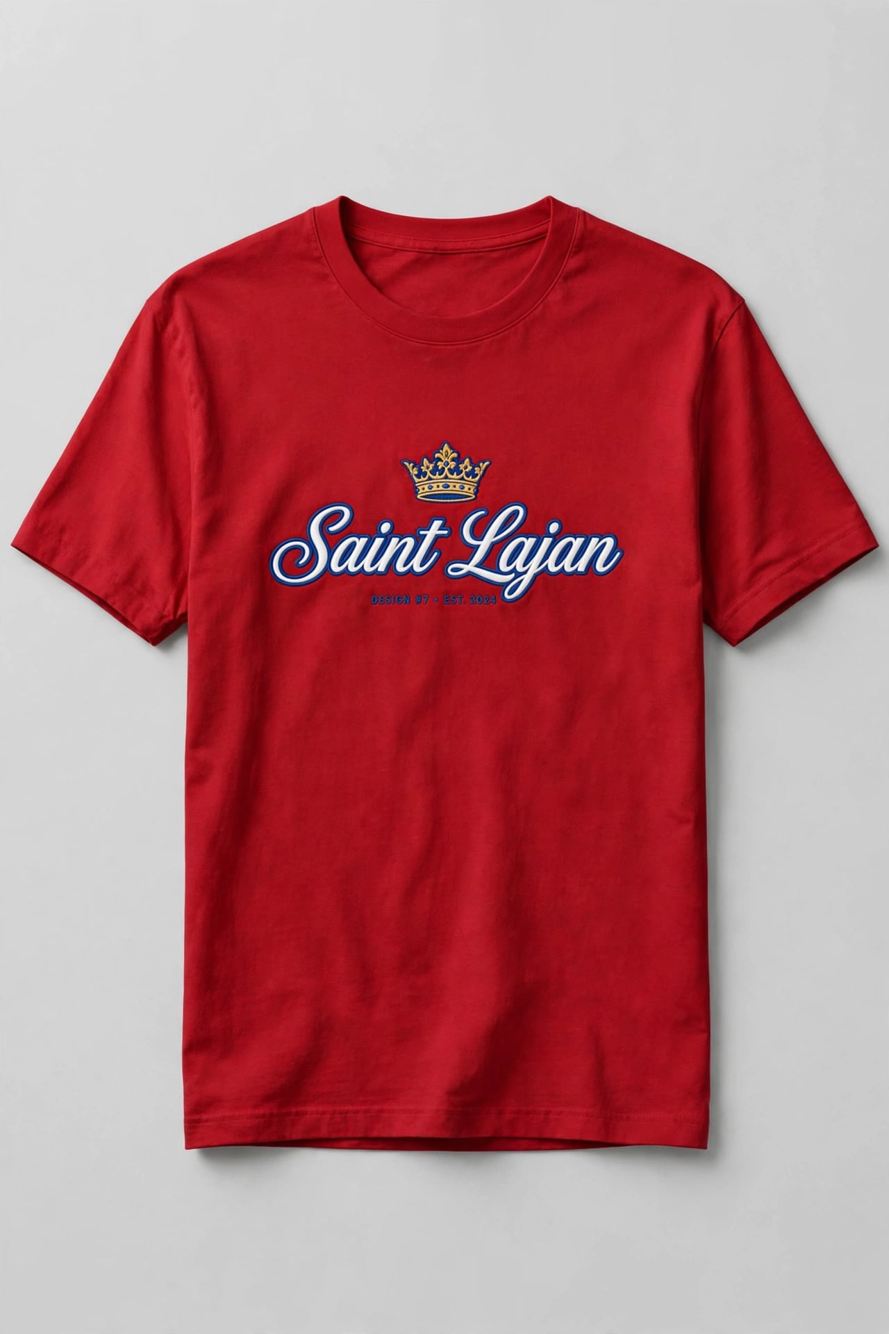 Crest Tee — Red on White